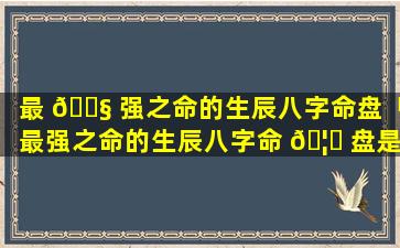 最 🐧 强之命的生辰八字命盘「最强之命的生辰八字命 🦄 盘是什么」